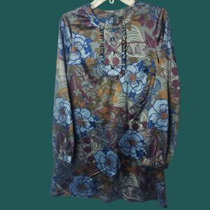 Topshop Floral Long Sleeve Dress  Multicolor Size 12